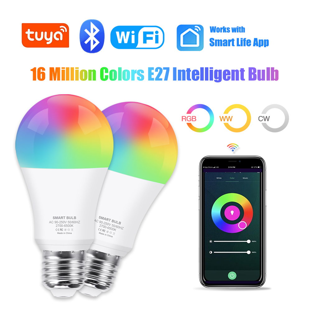 Smart Home Yellow - Tuya Wifi/Bluetooth Smart Bulb E27 RGB